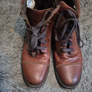 GBX Dark Brown Leather Lace-Up Boots